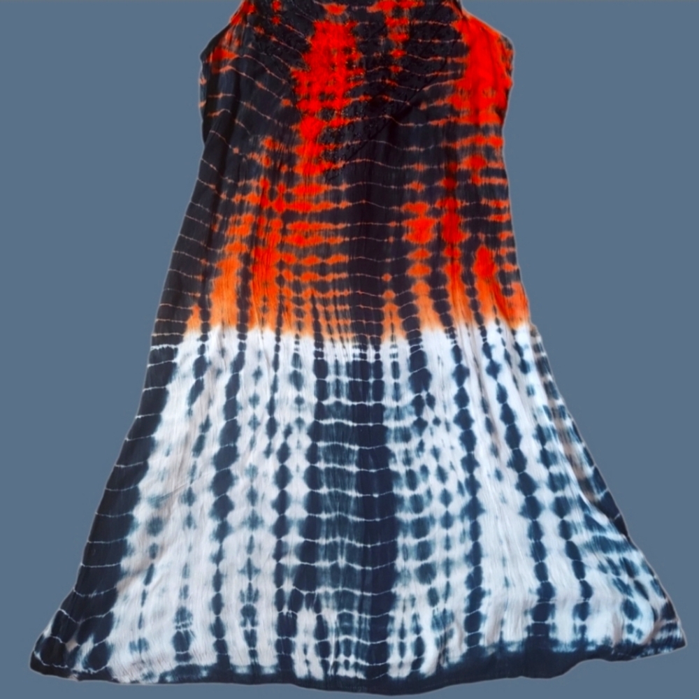 NWOT Gauze sleeveless boho tie dye dress.  Embroidered bodice